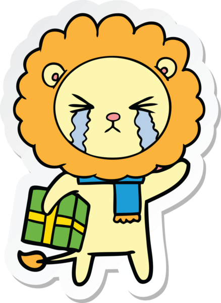 Bir insan tarafından çizilmiş ağlayan bir aslanın çıkartması.