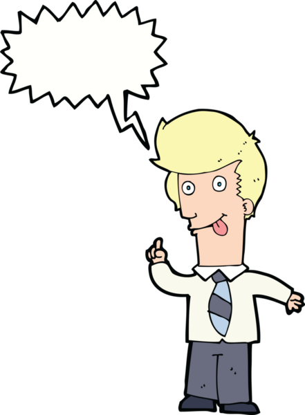 Bir insan tarafından çizilmiş konuşma balonuyla çılgın fikirleri olan bir ofis adamı.
