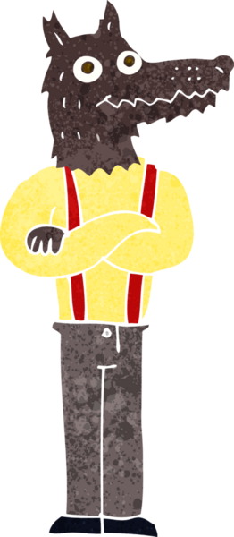 Bir insan tarafından çizilmiş komik bir kurt adam.