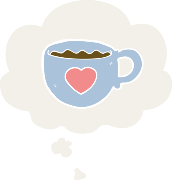 Bir insan tarafından çizilmiş düşünce baloncuklu kahve fincanına bayılırım.