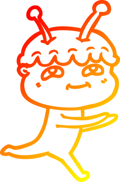 Bir insan tarafından çizilen dost canlısı bir uzay adamının sıcak çizgi çizimi