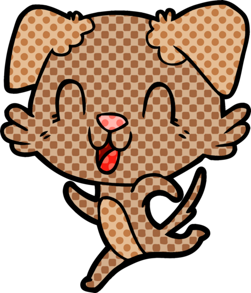 Bir insan tarafından çizilmiş gülen çizgi film köpeği.