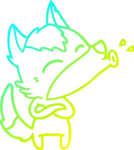 Bir insan tarafından çizilen uluyan kurt çizgi filminin soğuk gradyan çizimi