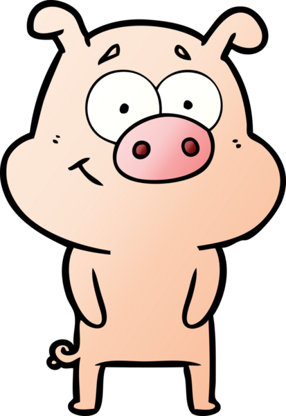 Bir insan tarafından çizilmiş mutlu çizgi film domuzu.