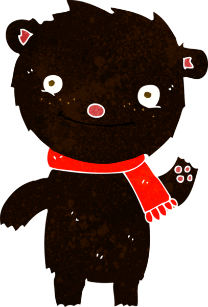 Bir insan tarafından çizilmiş şirin siyah ayı.