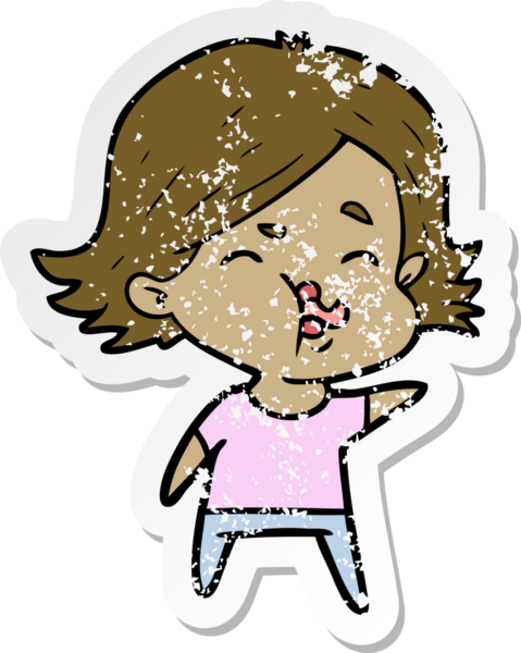 Bir insan tarafından çizilmiş karikatür kızının sıkıntılı çıkartması.