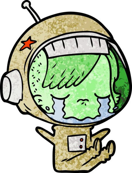 Bir insan tarafından çizilmiş ağlayan astronot kız.