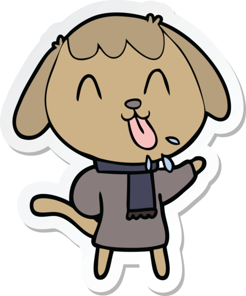 Bir insan tarafından çizilmiş şirin bir köpeğin çıkartması.