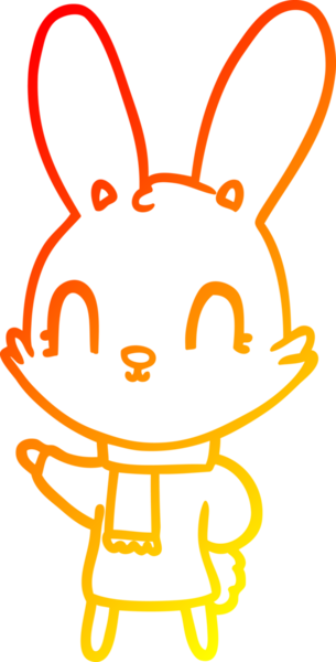 giysi giyen sevimli bir karikatür tavşan sıcak degrade çizgi çizim