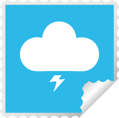 Bir insan tarafından çizilmiş gök gürültüsü bulutunun kare soyulmuş çıkartması.