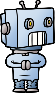 Bir insan tarafından çizilmiş çizgi film robotu