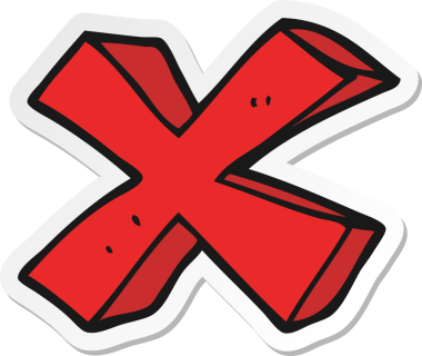 Bir insan tarafından çizilmiş negatif x sembolünün çıkartması