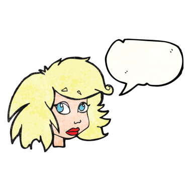 Serbest konuşma balonu bir insan tarafından çizilmiş karikatür kadın yüzü.