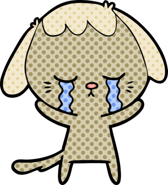 Bir insan tarafından çizilmiş şirin köpek yavrusu ağlama çizgi filmi