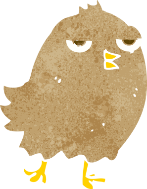 Bir insan tarafından çizilmiş komik çizgi film kuşu.