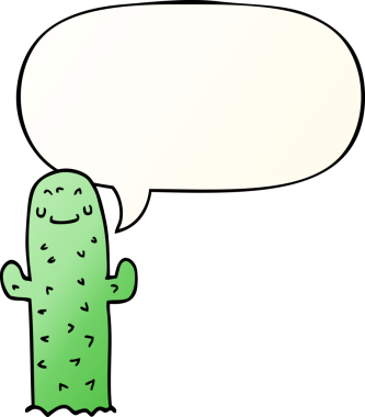 bir insan tarafından çizilmiş, konuşma baloncuklu çizgi film kaktüsü.