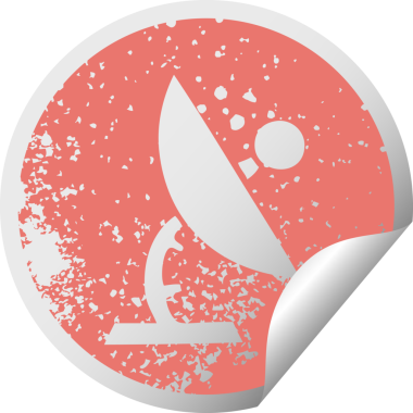 Bir insan tarafından çizilmiş uydu çanağının çizilmiş dairesel kabuk soyma etiketi.