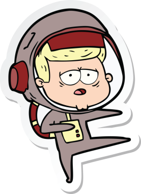 Bir insan tarafından çizilmiş yorgun bir astronotun çıkartması.