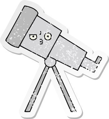 Bir insan tarafından çizilmiş sevimli bir teleskobun sıkıntılı çıkartması.