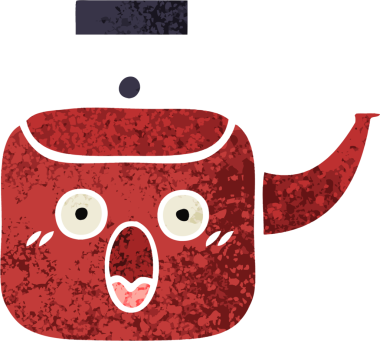 Bir insan tarafından çizilmiş bir çaydanlığın retro çizim tarzı karikatürü