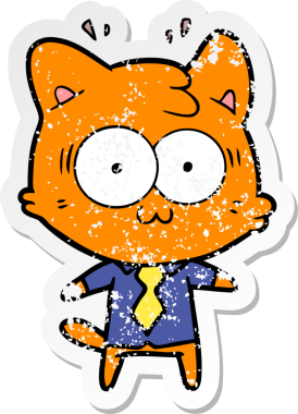 Bir karikatür çıkartması bir insan tarafından çizilmiş kediye şaşırttı.