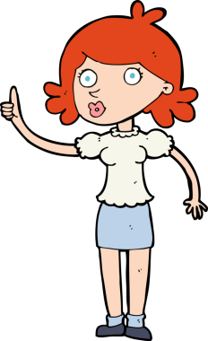 Bir insan tarafından çizilmiş bir fikri olan karikatür kadın.