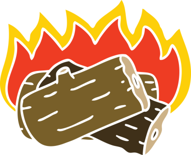 Bir insan tarafından çizilmiş tuhaf çizgi film yakma kütüğü.