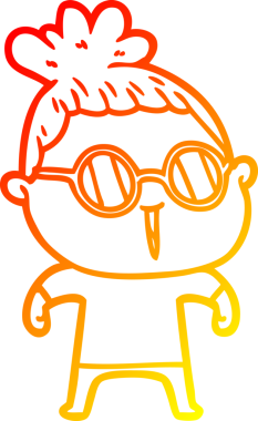 Bir insan tarafından çizilmiş gözlüklü bir karikatür kadın çizimi.