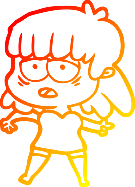 Bir insan tarafından çizilmiş, karikatür çizen, yorgun bir kadın.