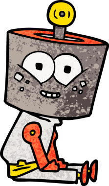 Bir insan tarafından çizilmiş mutlu çizgi film robotu