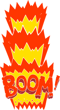 Bir insan tarafından çizilen patlama sembolünün düz renk çizimi