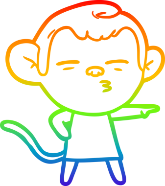 Gökkuşağı gradyan çizgi çizimi Bir insan tarafından çizilmiş şüpheli maymun