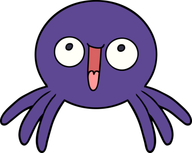 Bir insan tarafından çizilmiş mutlu çizgi film örümceği