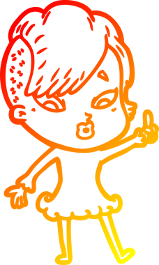 Bir çizgi film çizimi, bir insan tarafından çizilmiş bir kızı şaşırttı.