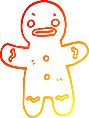 Bir insan tarafından çizilmiş bir zencefilli kurabiye adamın sıcak çizgi çizimi