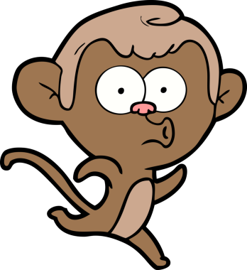 Bir insan tarafından çizilmiş, şaşırmış maymun çizgi filmi.