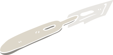 Bir insan tarafından çizilmiş düz renk çizim cerrah bıçağı.