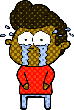 Bir insan tarafından çizilmiş ağlayan bir karikatür.