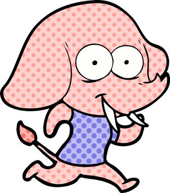 Bir insan tarafından çizilmiş mutlu bir fil.