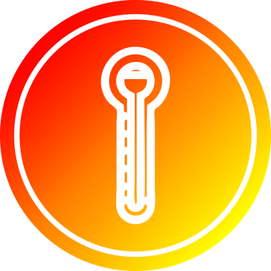 Bir insan tarafından çizilmiş sıcak eğimli cam termometre dairesel simgesi