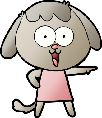 Bir insan tarafından çizilmiş şirin bir çizgi film köpeği.