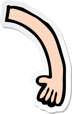 Bir insan tarafından çizilmiş bir karikatür kolunun çıkartması.