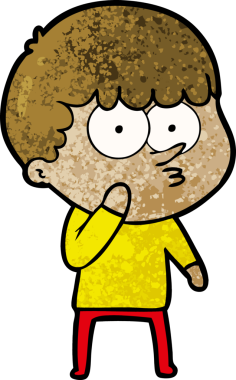 Bir insan tarafından çizilmiş meraklı bir çocuk.