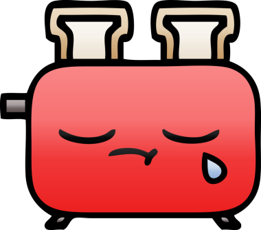 Bir insan tarafından çizilmiş tost makinesinin gölgelenmiş karikatürü.