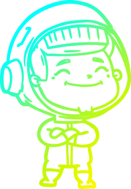 Bir insan tarafından çizilmiş mutlu bir astronotun soğuk gradyan çizimi.