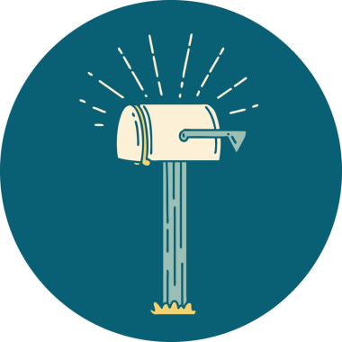 Bir insan tarafından çizilmiş dövme stili kapalı posta kutusu simgesi