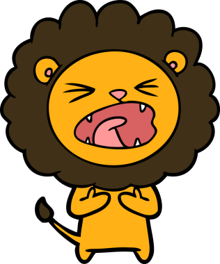 Bir insan tarafından çizilmiş çizgi film aslanı.