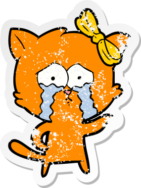 Bir insan tarafından çizilmiş karikatür bir kedinin sıkıntılı çıkartması.