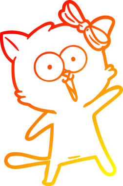 Bir insan tarafından çizilmiş çizgi film kedisinin sıcak çizgi çizimi