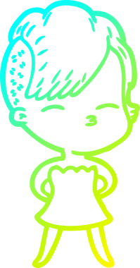 Bir insan tarafından çizilmiş, gözlerini kısarak bakan bir kızın çizdiği soğuk çizgi.